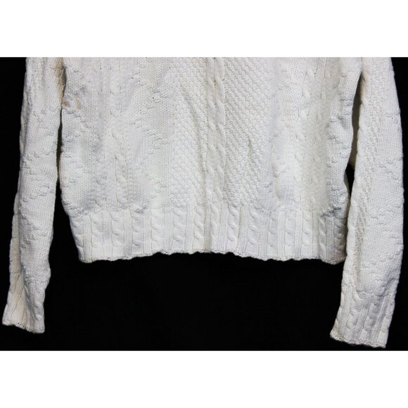 VTG Attencione White Italian Sweater Cable Knit Oversized Thick High Neck Winter - Picture 7 of 7